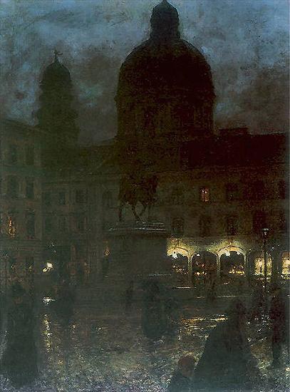Aleksander Gierymski Wittelsbacher Square during the night. oil painting image